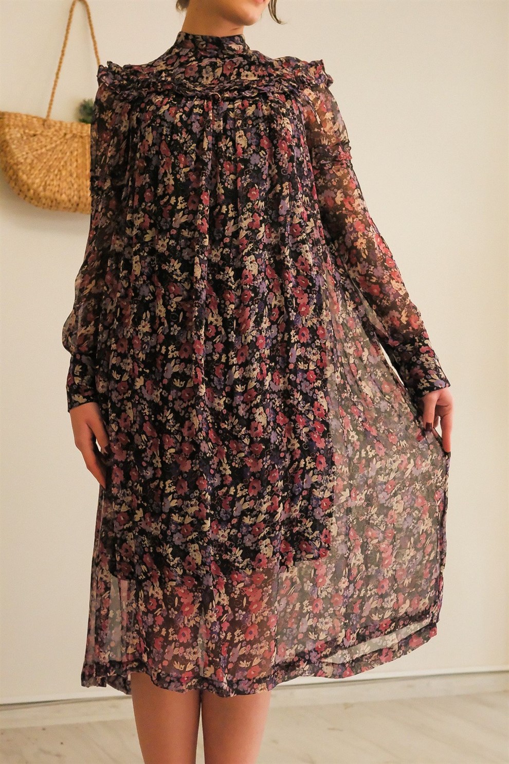 Şifon Floral Elbise