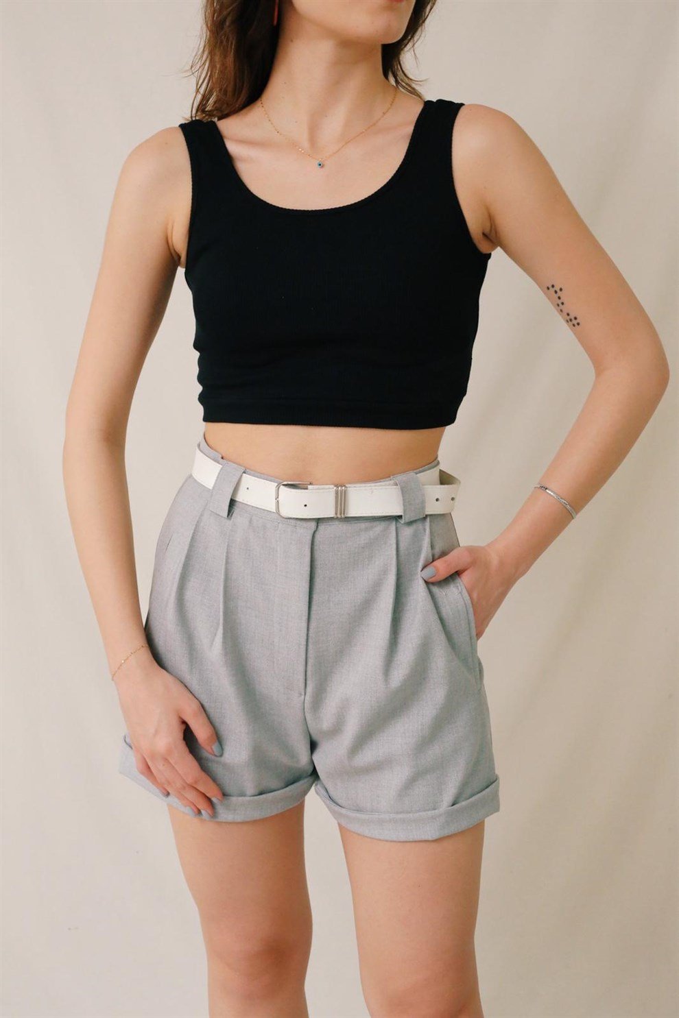 Siyah Crop Bluz