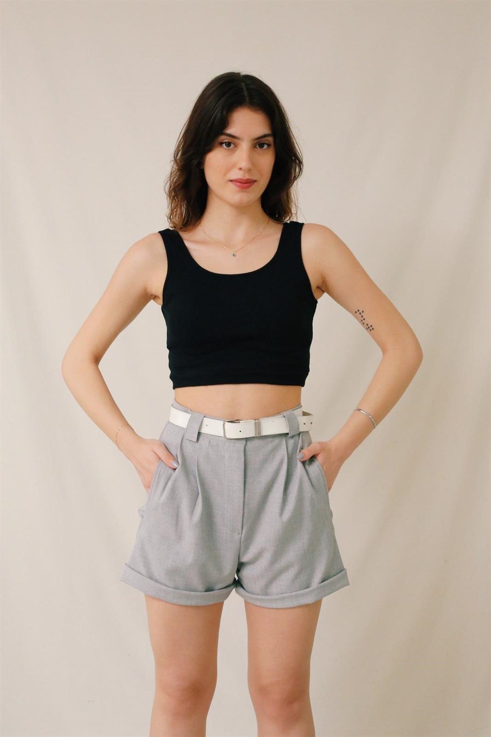 Siyah Crop Bluz