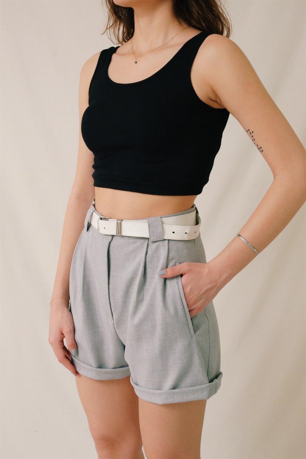 Siyah Crop Bluz