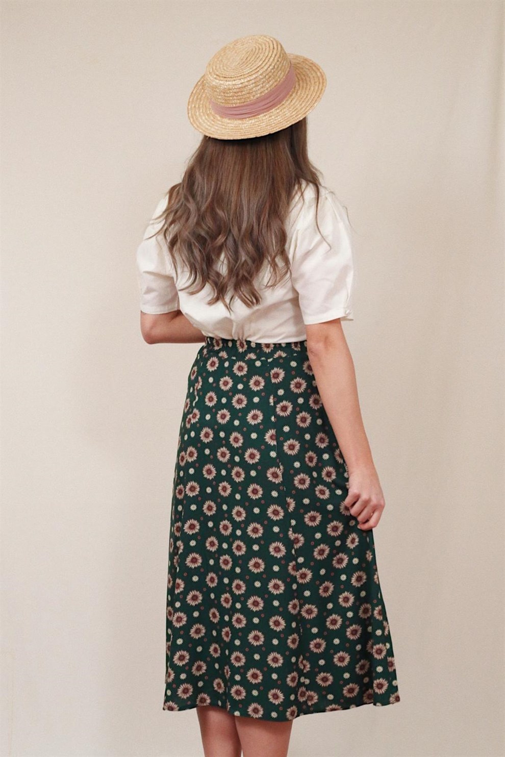 Yeşil Floral Monroe Etek
