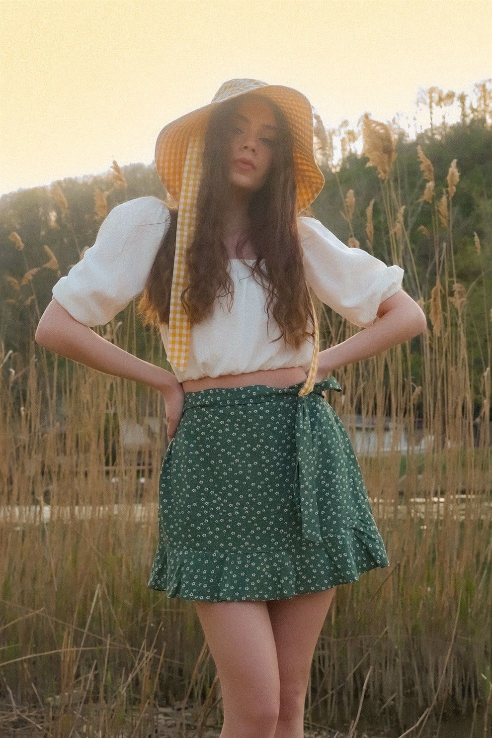 Yeşil Flory Şort Etek