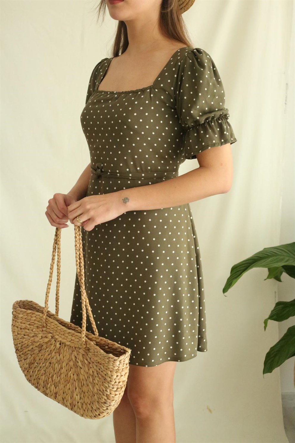 Yeşil Puantiyeli Clementine Elbise
