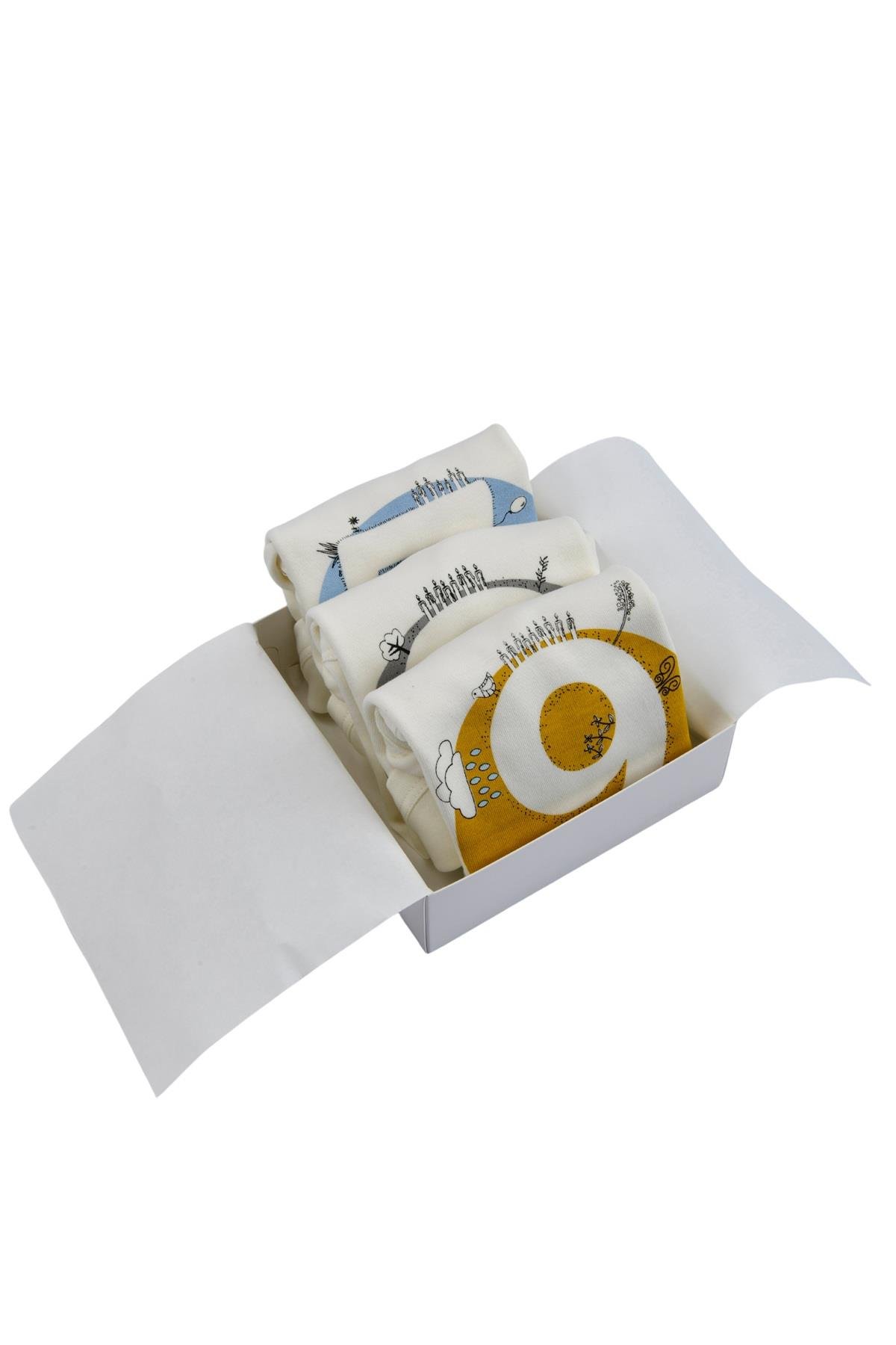Bee Berry Kids Organik GOTS Sertifkalı 3'lü Unısex Bebek Body - 7,8,9 Ay