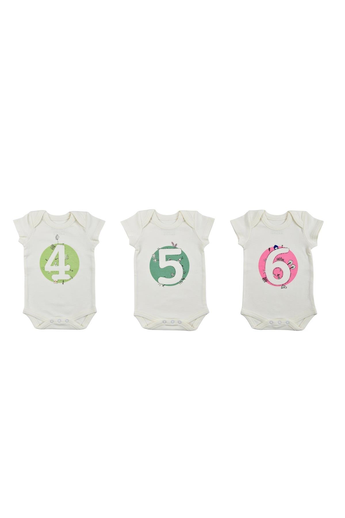Bee Berry Kids Organik GOTS Sertifkalı 3'lü Unısex Bebek Body - 4,5,6 Ay