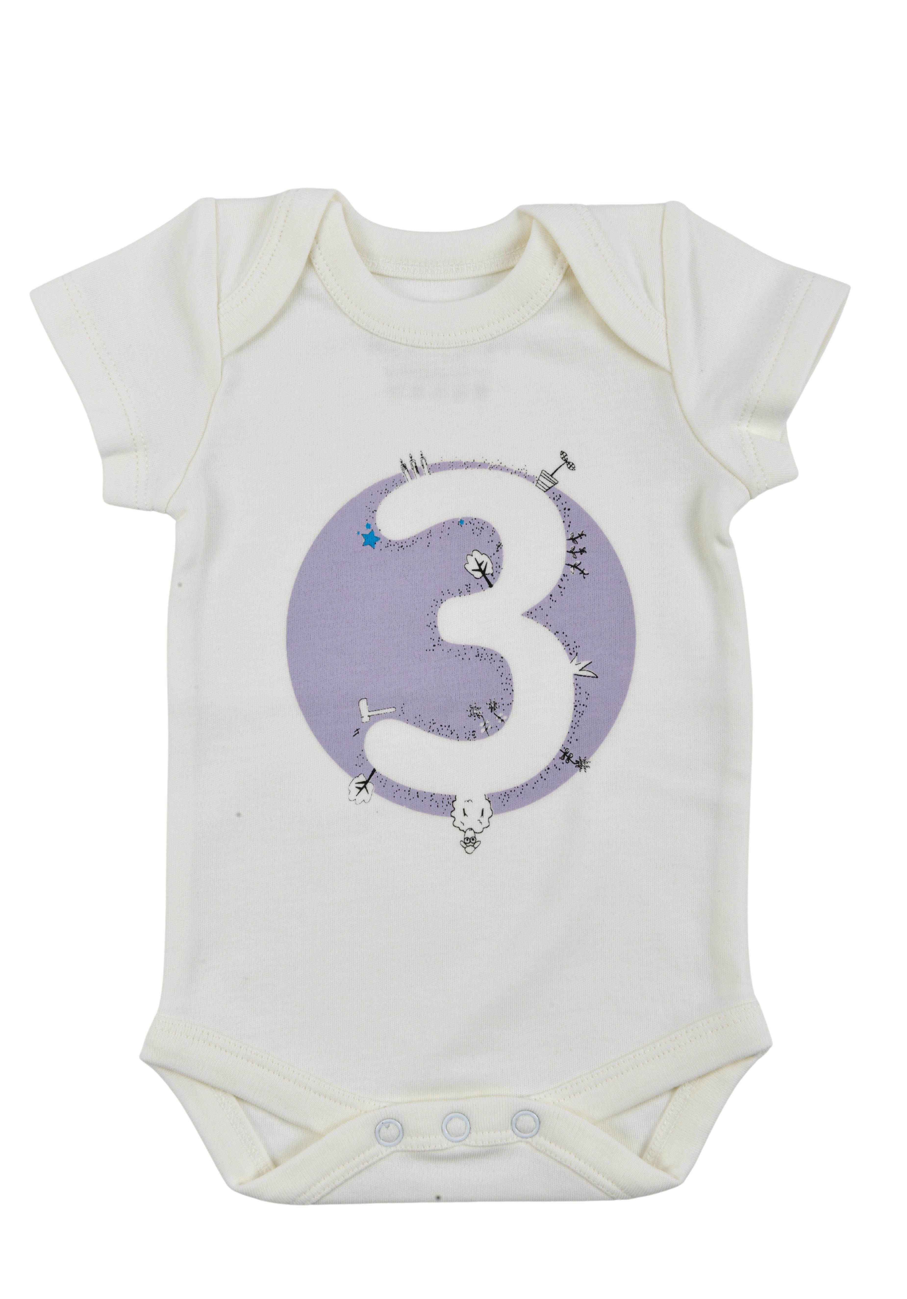 Bee Berry Kids Organik GOTS Sertifkalı 3'lü Unısex Bebek Body - 1,2,3 Ay