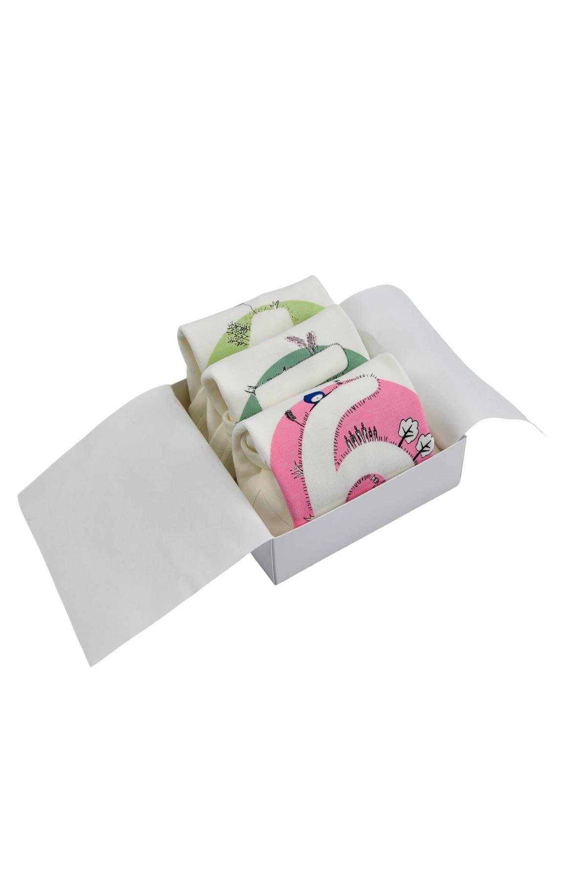 Bee Berry Kids Organik GOTS Sertifkalı 3'lü Unısex Bebek Body - 4,5,6 Ay