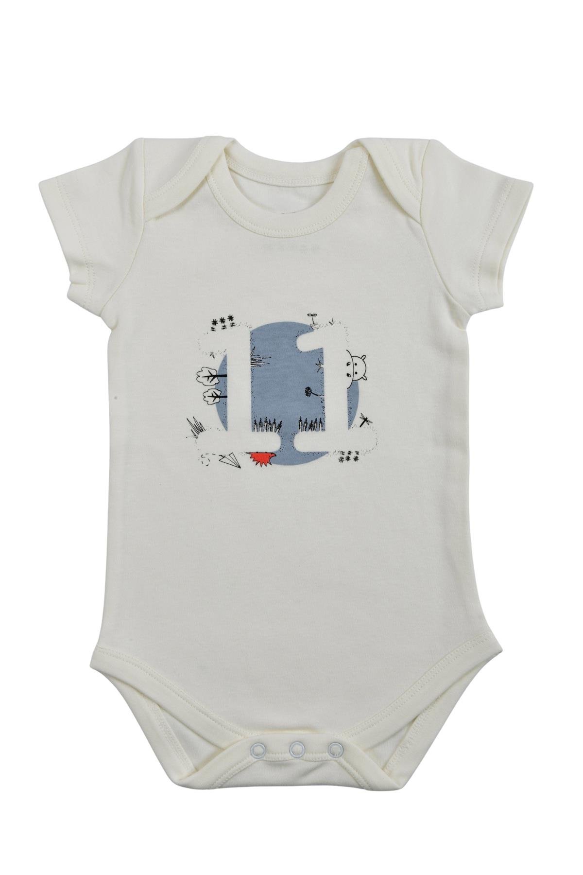 Bee Berry Kids Organik GOTS Sertifkalı 3'lü Unısex Bebek Body - 10,11,12 Ay