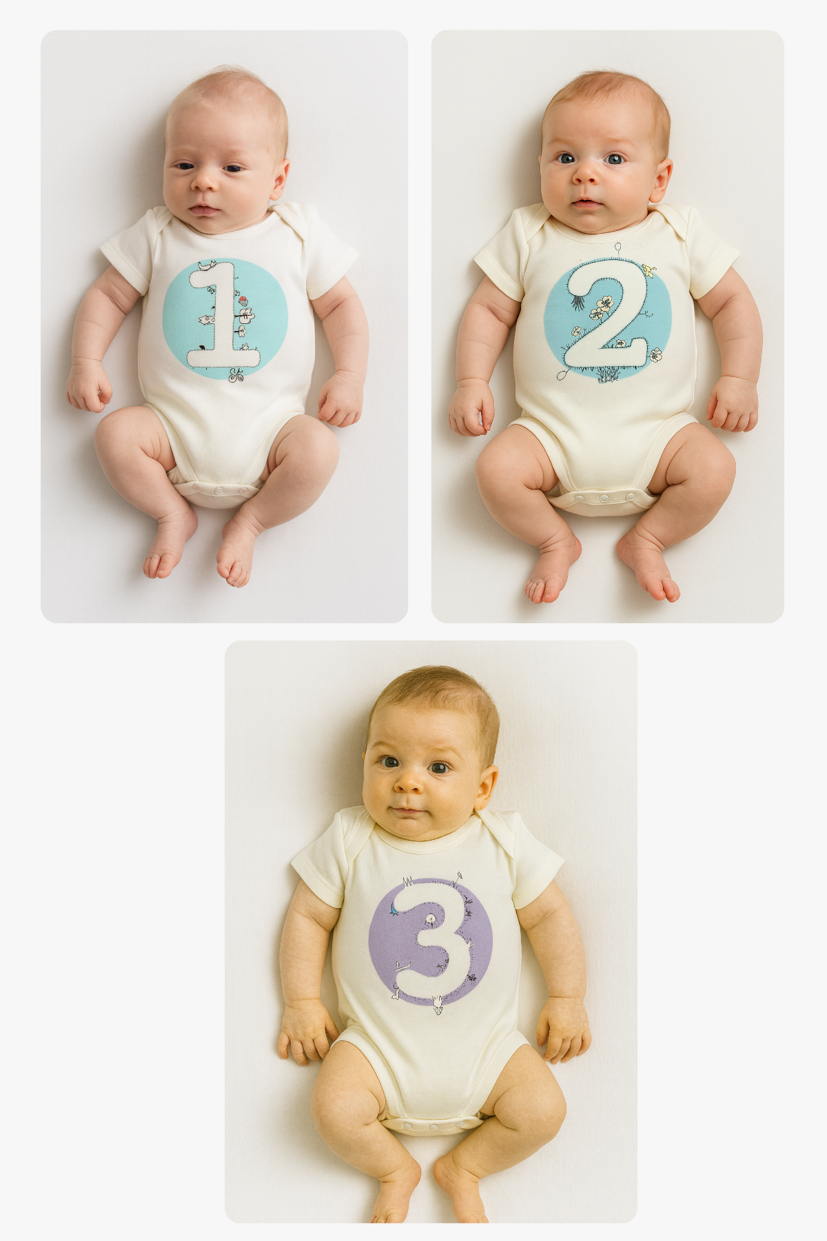 Bee Berry Kids Organik GOTS Sertifkalı 3'lü Unısex Bebek Body - 1,2,3 Ay