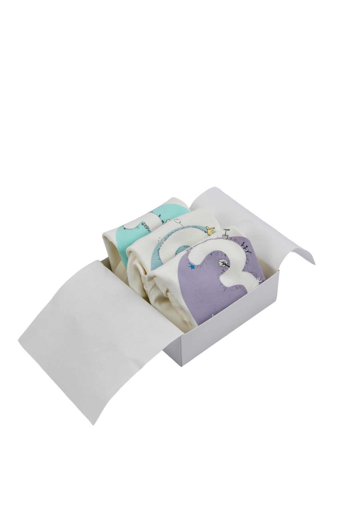 Bee Berry Kids Organik GOTS Sertifkalı 3'lü Unısex Bebek Body - 1,2,3 Ay
