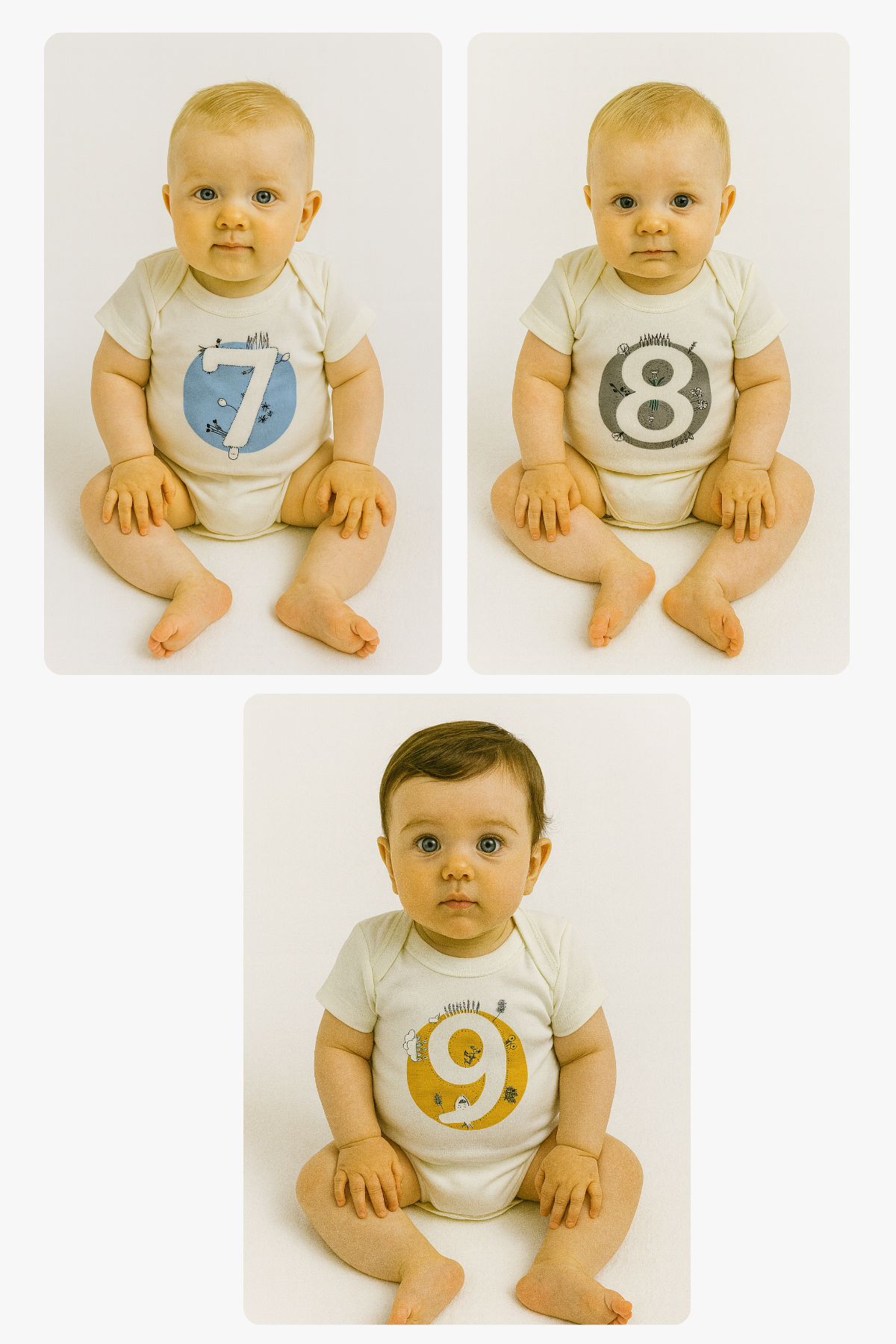 Bee Berry Kids Organik GOTS Sertifkalı 3'lü Unısex Bebek Body - 7,8,9 Ay