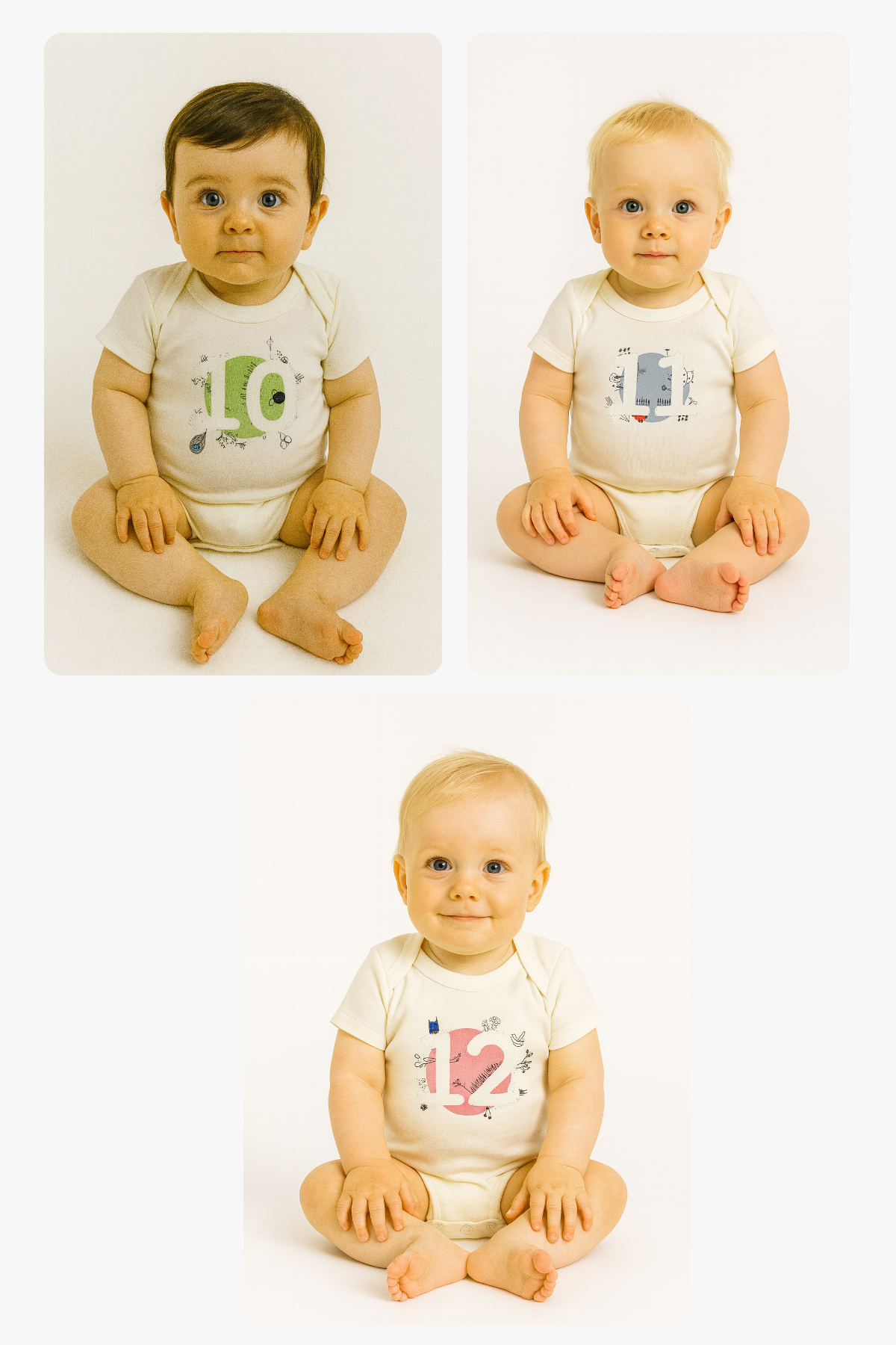 Bee Berry Kids Organik GOTS Sertifkalı 3'lü Unısex Bebek Body - 10,11,12 Ay
