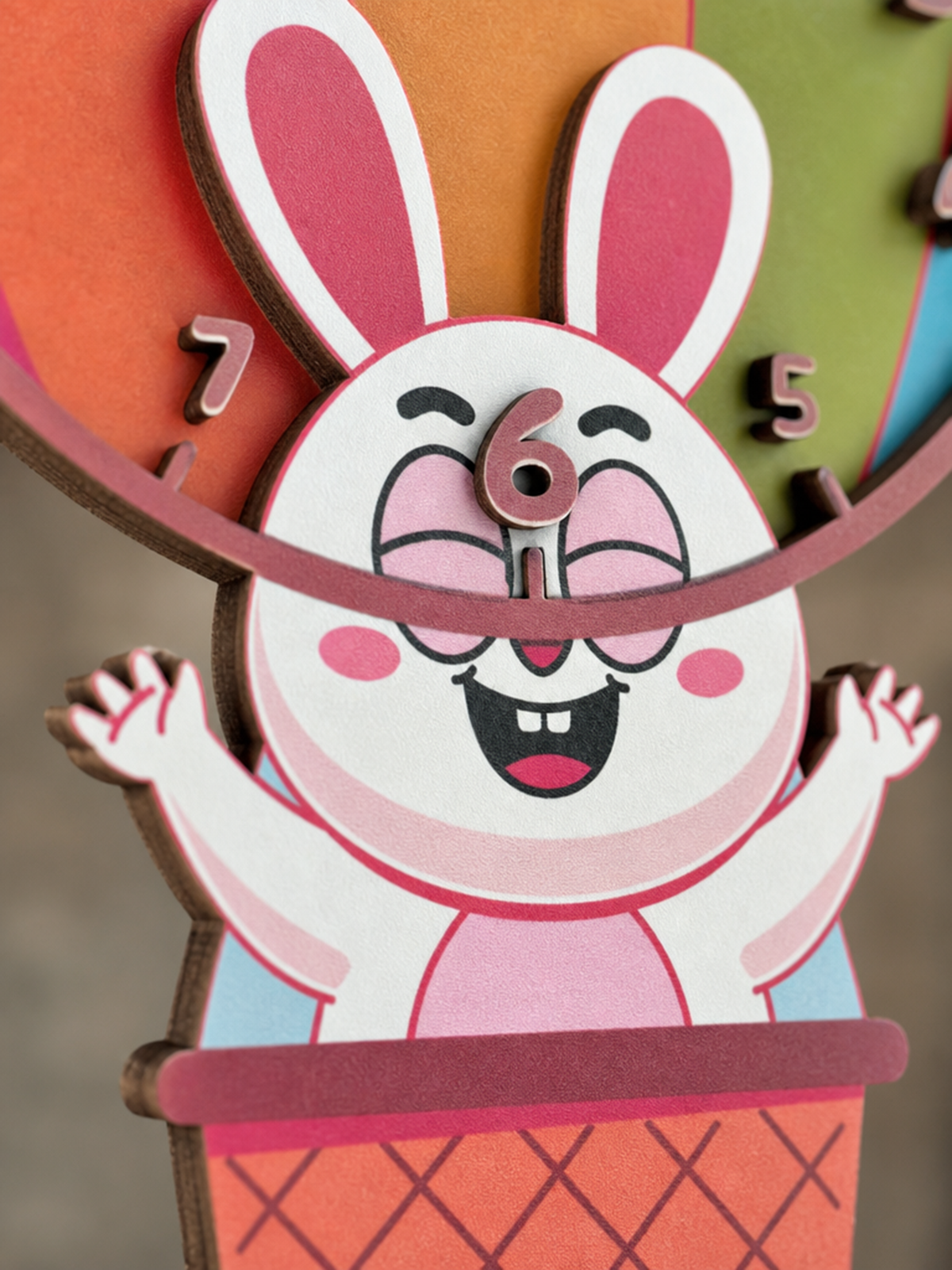 Bunny Balloon Tavşan Temalı Ahşap Duvar Saati