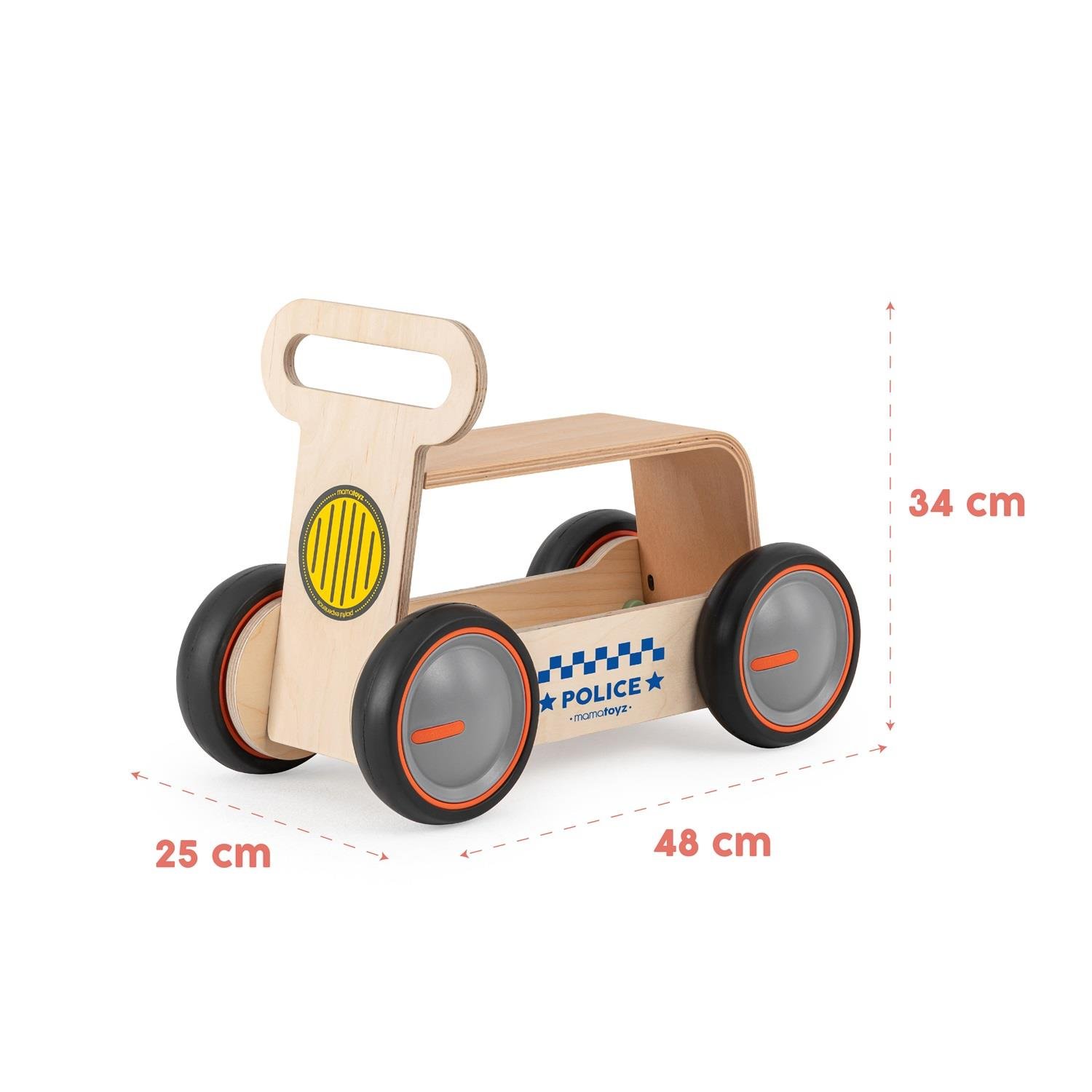 DriveMe Wood Polis – Yürüteç ve Oyuncak Deposu – Walker and Toy Wagon