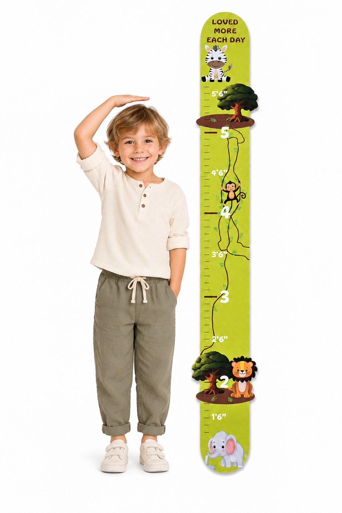 Jungle Safari Premium Ahşap Çocuk Boy Ölçüm Cetveli