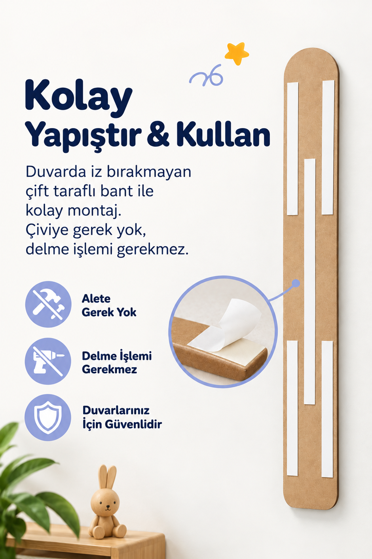 Jurassic Discovery Ahşap Çocuk Boy Ölçüm Cetveli