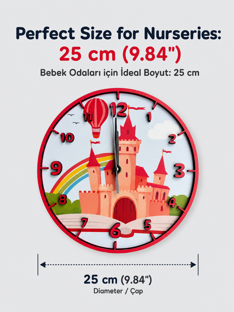 Little Castle Ahşap Duvar Saati