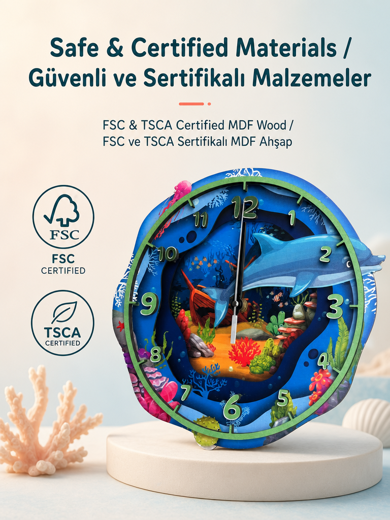Ocean Dreams Ahşap Duvar Saati