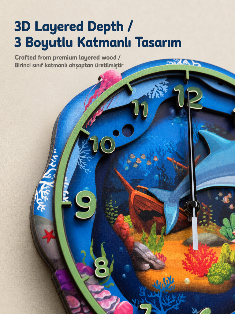 Ocean Dreams Ahşap Duvar Saati
