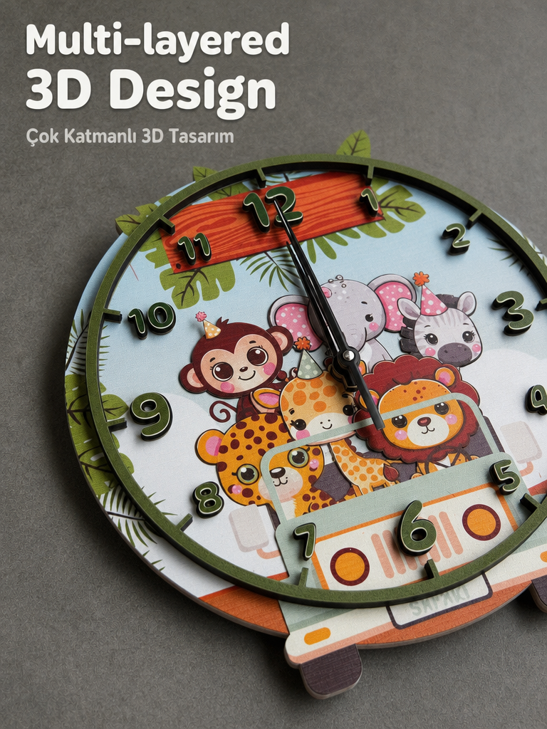Safari Dreams Ahşap Duvar Saati