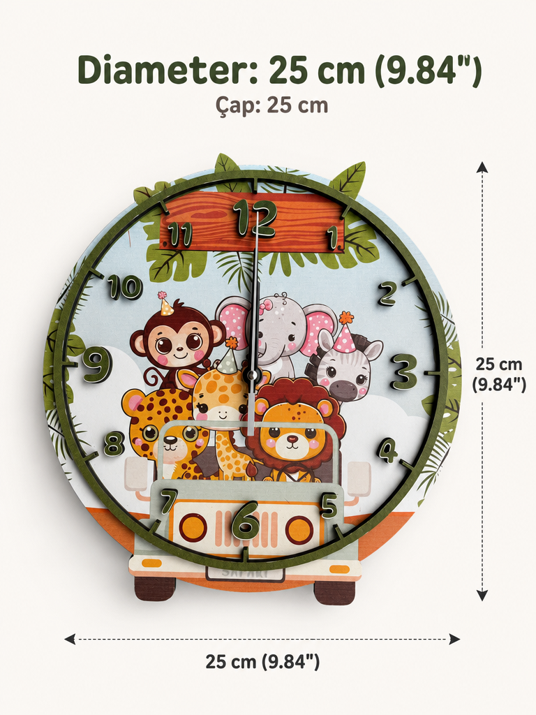 Safari Dreams Ahşap Duvar Saati