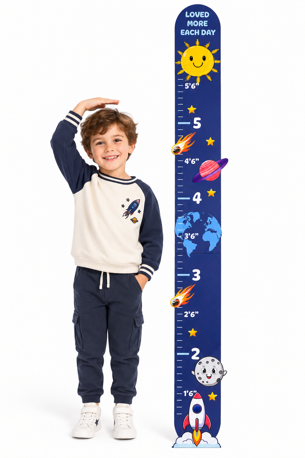 Space Adventure Premium Ahşap Çocuk Boy Ölçüm Cetveli