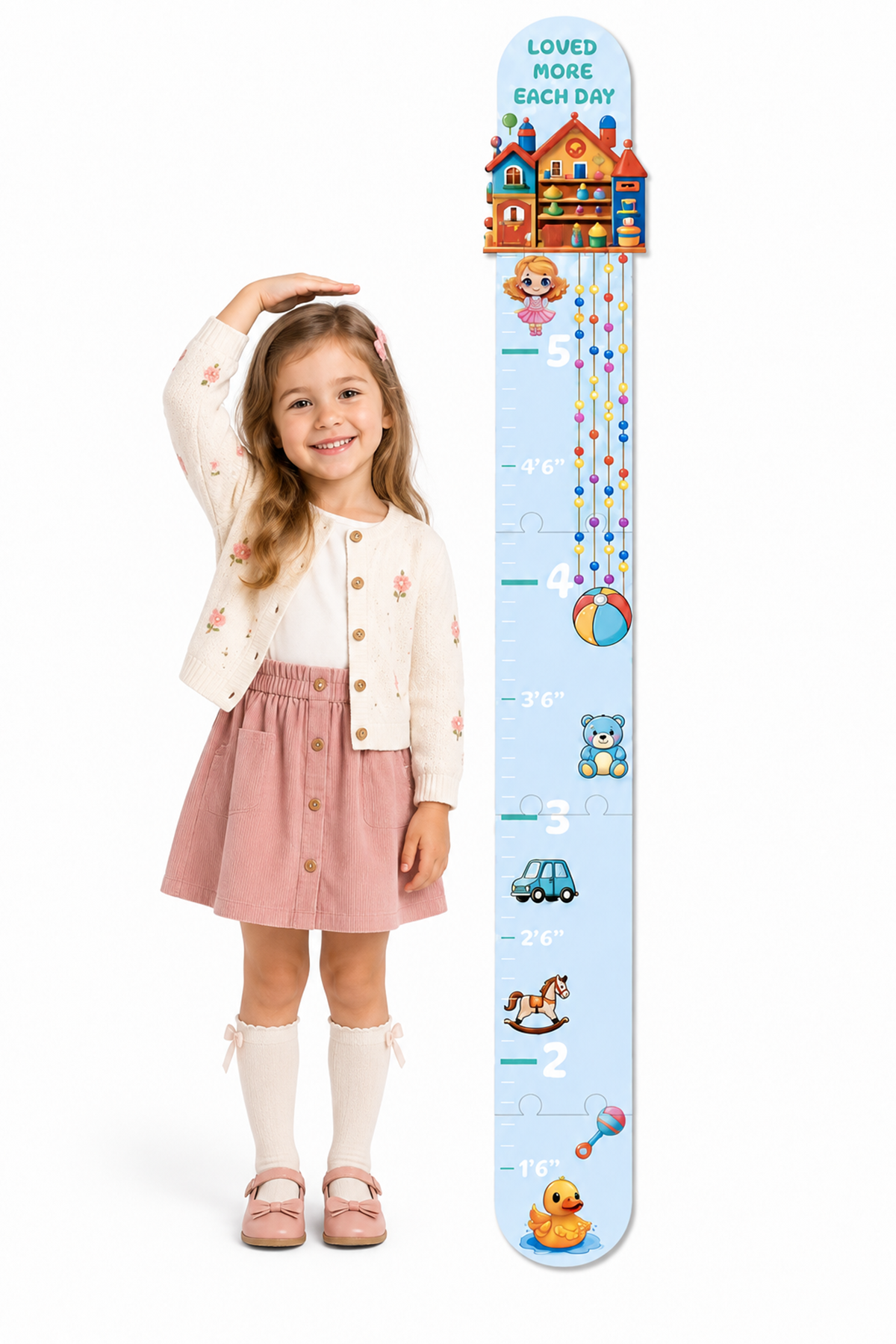Toy House Premium Ahşap Çocuk Boy Ölçüm Cetveli