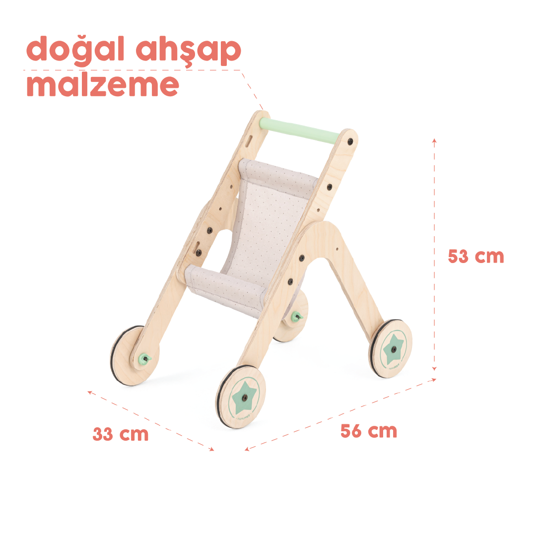 Trio Stroller İlk Adım Yürüteç ve Oyuncak Bebek Arabası