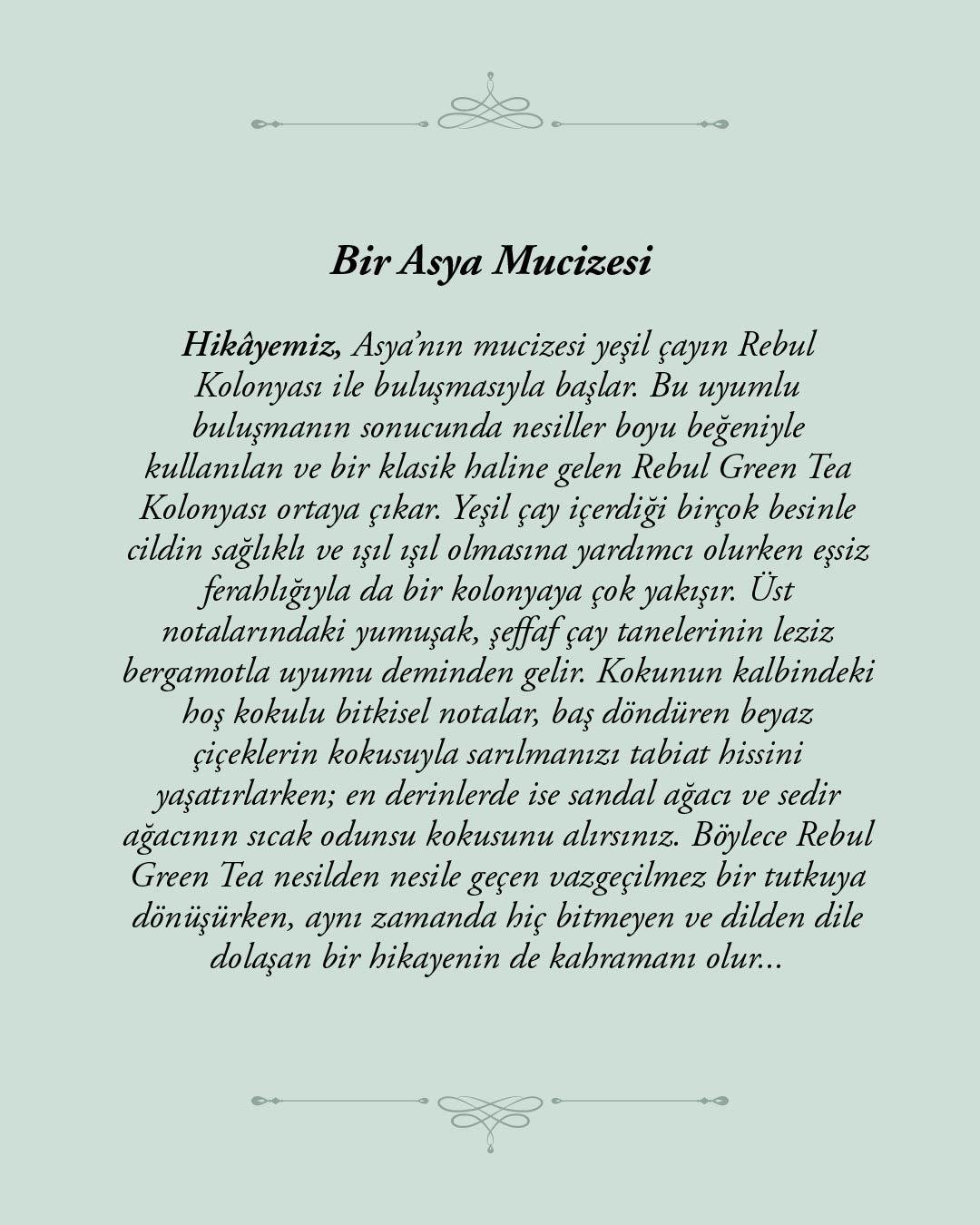 Rebul Green Tea EDC Kolonya 100 ml Cam Şişe