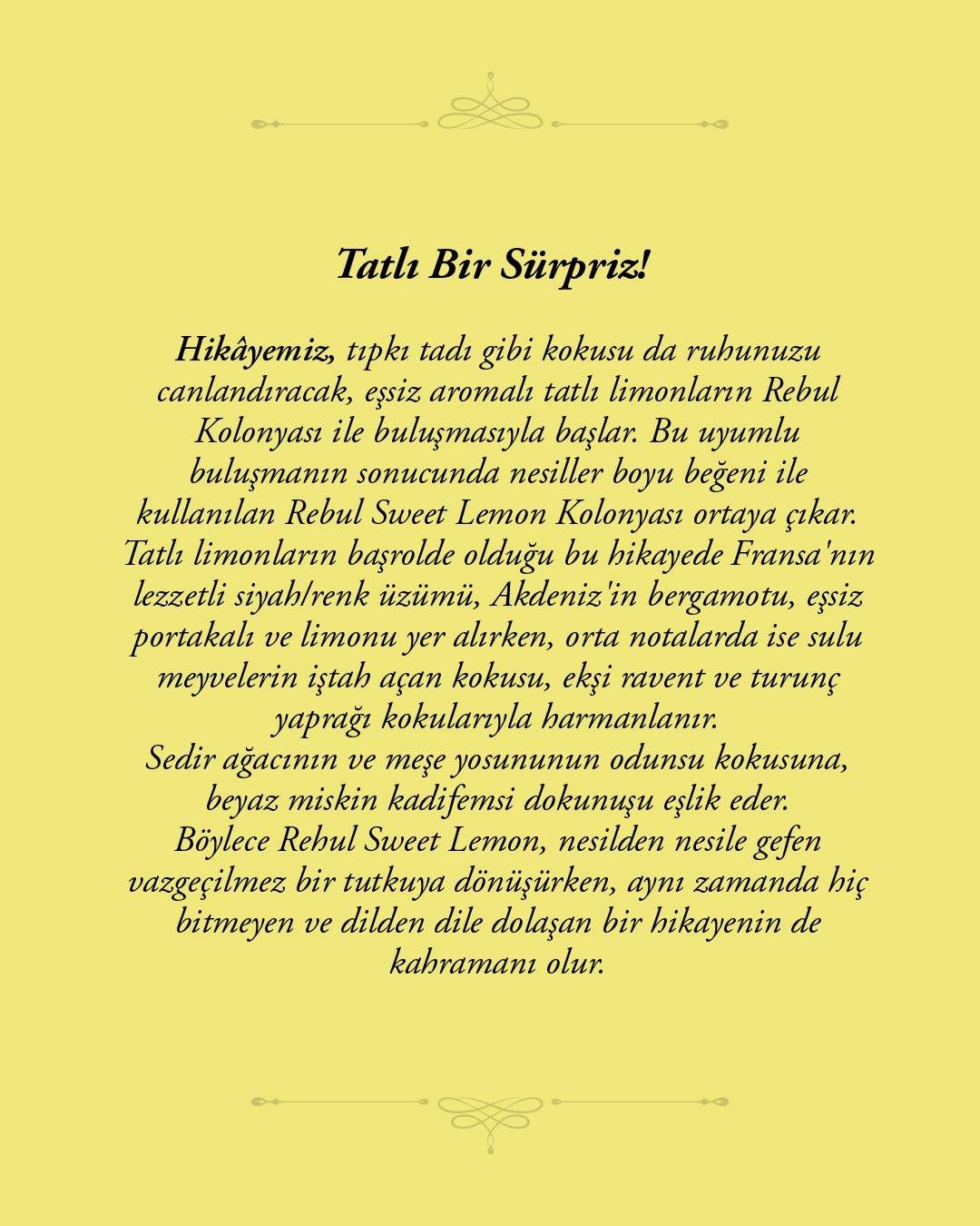 Rebul Sweet Lemon EDC Kolonya 125 ml Pet Şişe