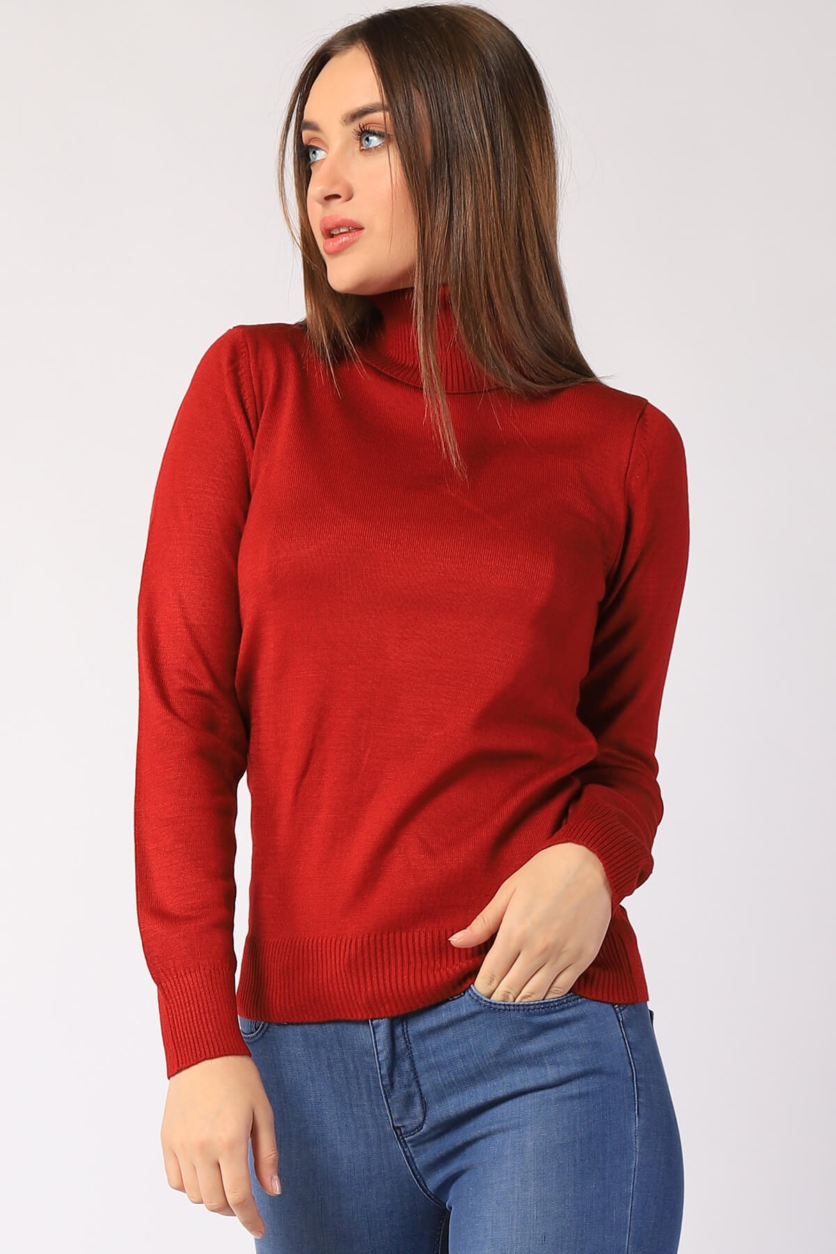   Kadın Boğazlı Triko 32805 BORDO  Kadın Boğazlı Triko 32805 BORDO