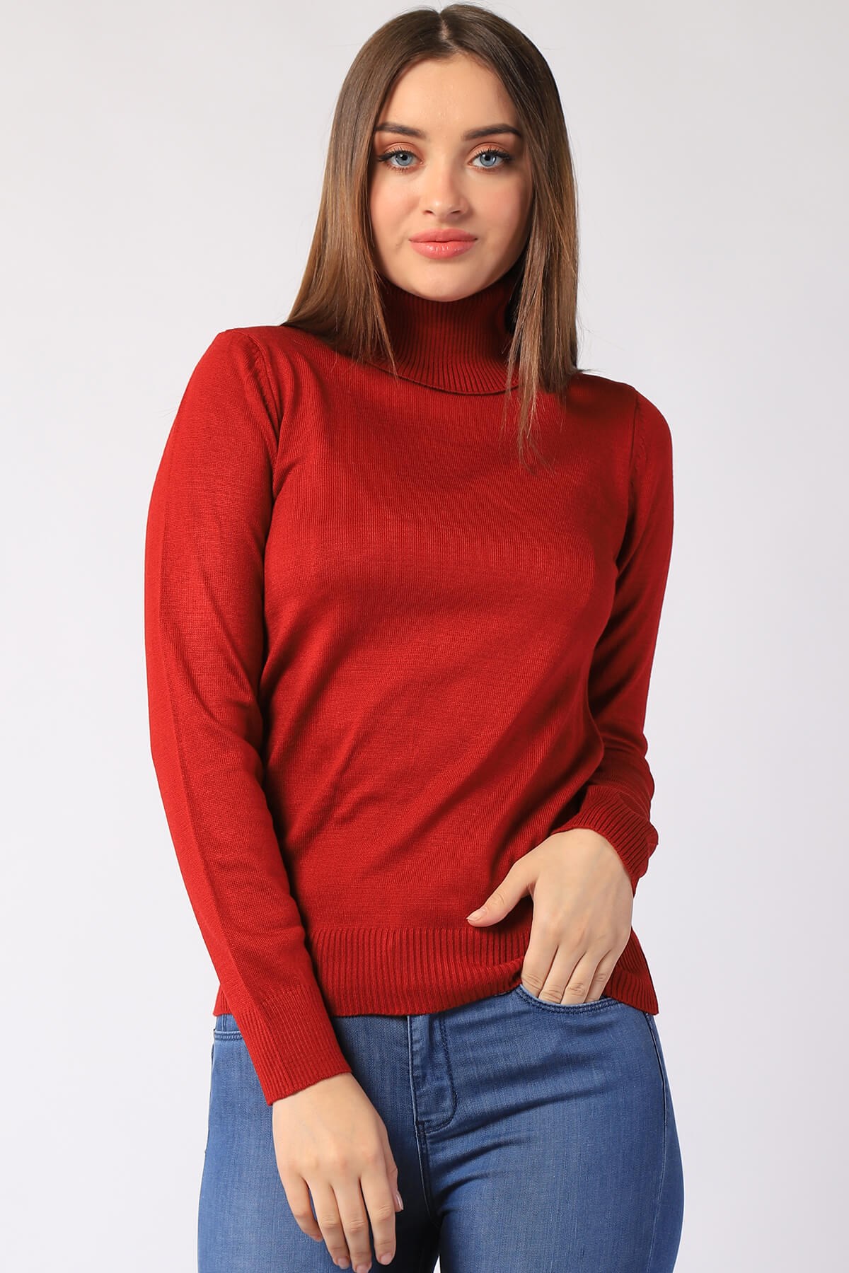   Kadın Boğazlı Triko 32805 BORDO  Kadın Boğazlı Triko 32805 BORDO