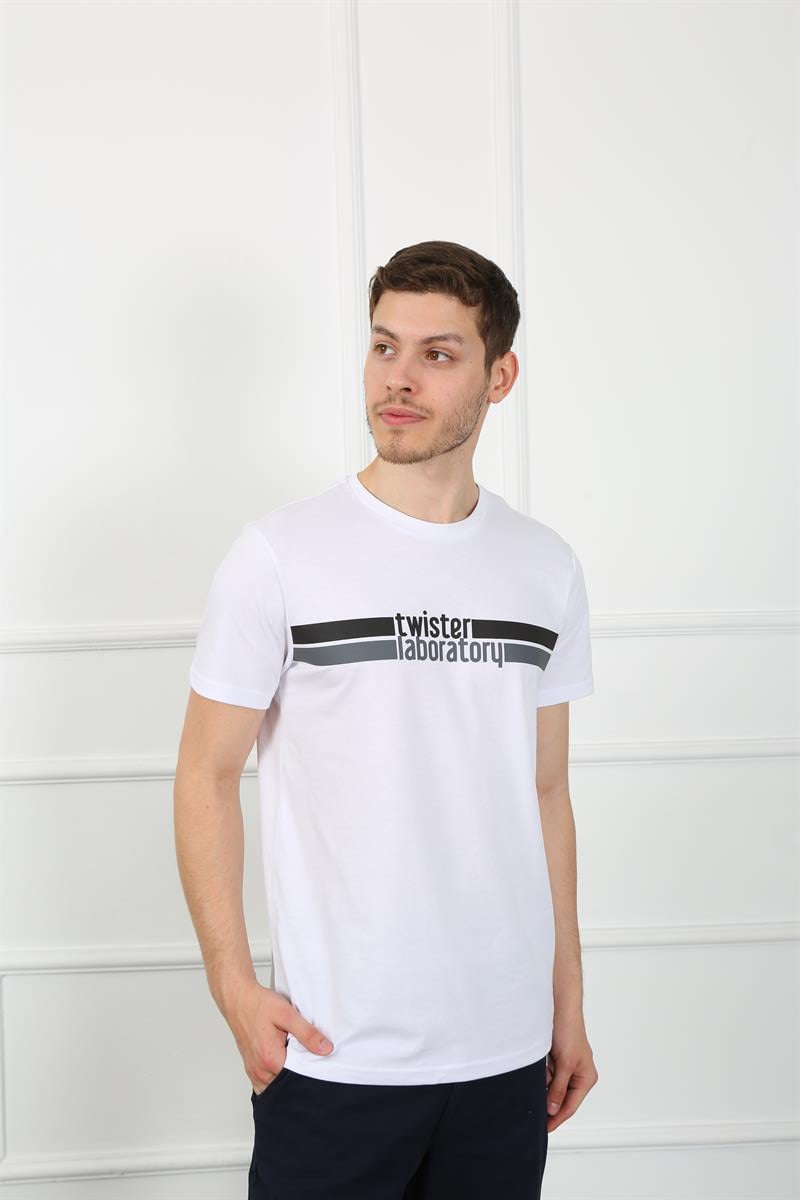 Erkek   Bisiklet Yaka Tshirt Ets 2075 BEYAZErkek   Bisiklet Yaka Tshirt Ets 2075 BEYAZ
