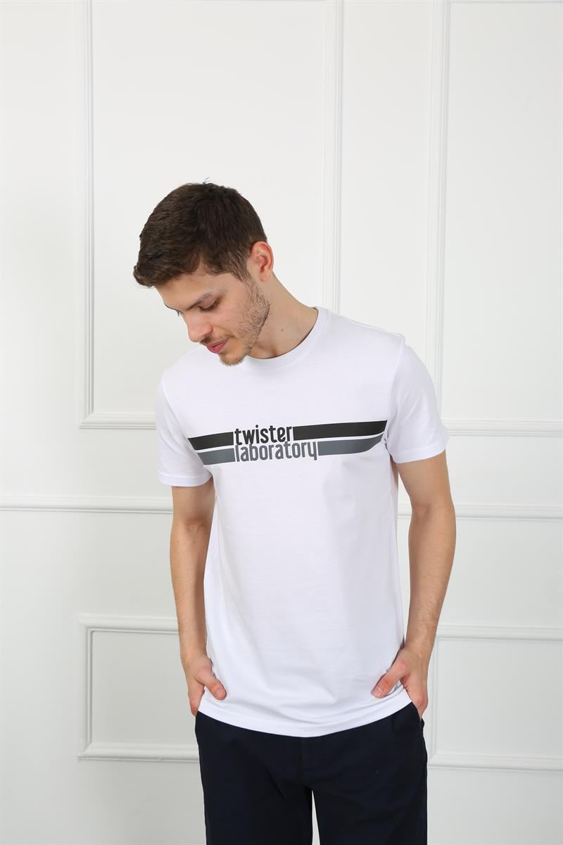 Erkek   Bisiklet Yaka Tshirt Ets 2075 BEYAZErkek   Bisiklet Yaka Tshirt Ets 2075 BEYAZ