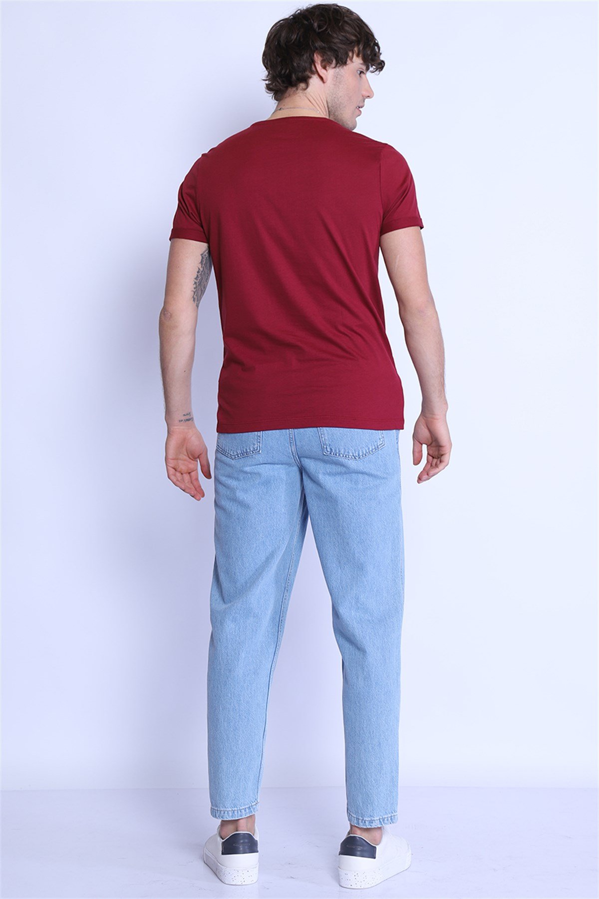 Erkek   Bisiklet Yaka Tshirt Ets 1828 BORDOErkek   Bisiklet Yaka Tshirt Ets 1828 BORDO