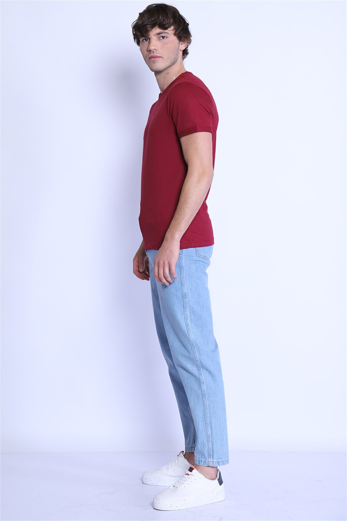 Erkek   Bisiklet Yaka Tshirt Ets 1828 BORDOErkek   Bisiklet Yaka Tshirt Ets 1828 BORDO