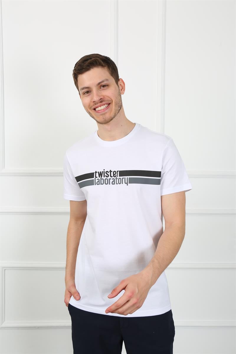 Erkek   Bisiklet Yaka Tshirt Ets 2075 BEYAZErkek   Bisiklet Yaka Tshirt Ets 2075 BEYAZ