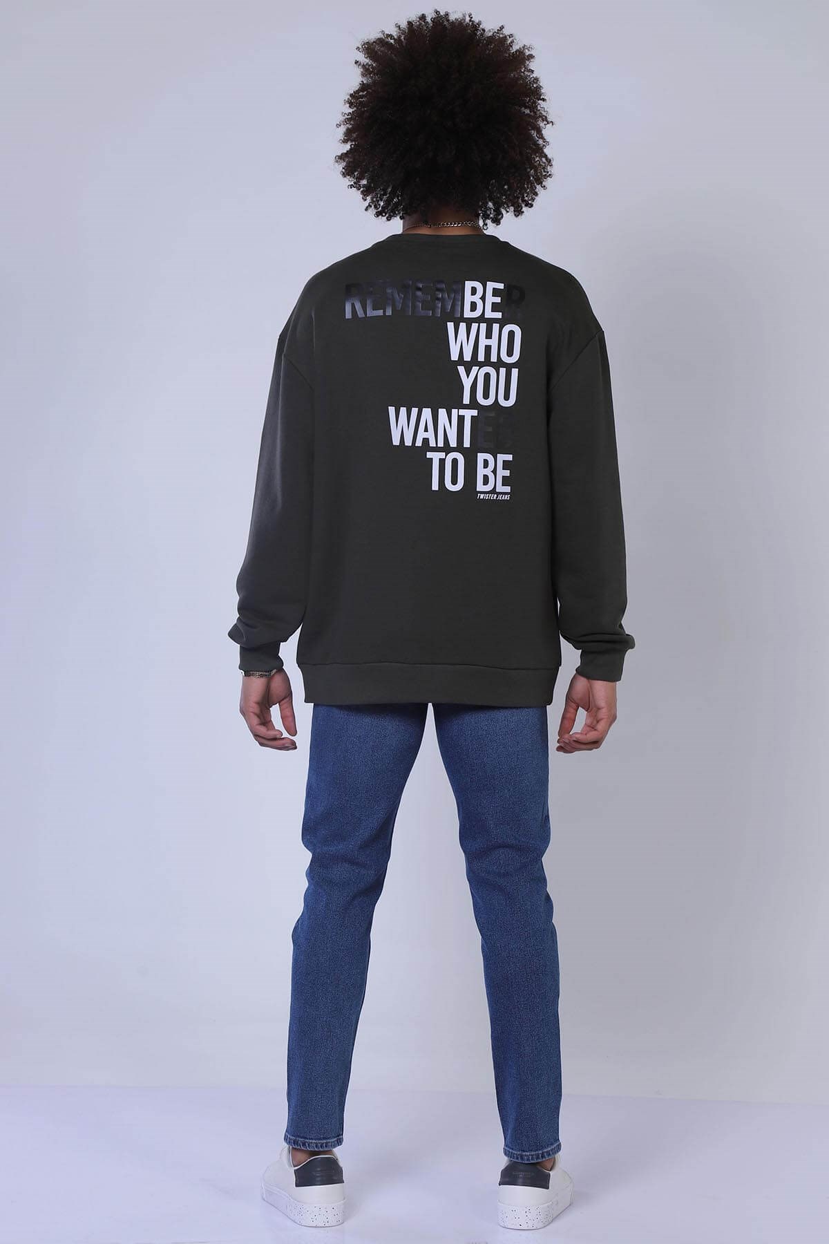 Erkek Oversize Sweatshirt Esw 1800 HAKİErkek Oversize Sweatshirt Esw 1800 HAKİ