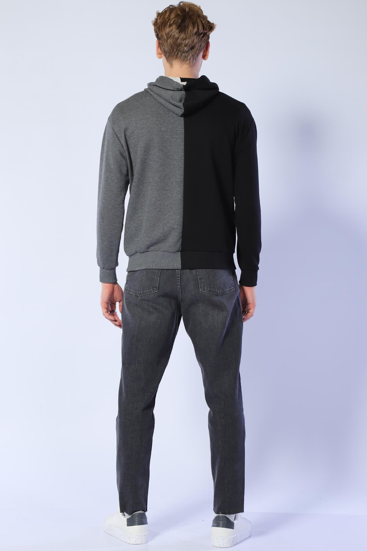 Erkek Oversize Sweatshirt Esw 1796 SIYAH-GRİMELANJErkek Oversize Sweatshirt Esw 1796 SIYAH-GRİMELANJ