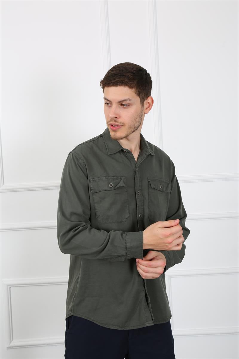 Erkek Regular Fit Gömlek Eg 1833-01 OLIVEErkek Regular Fit Gömlek Eg 1833-01 OLIVE