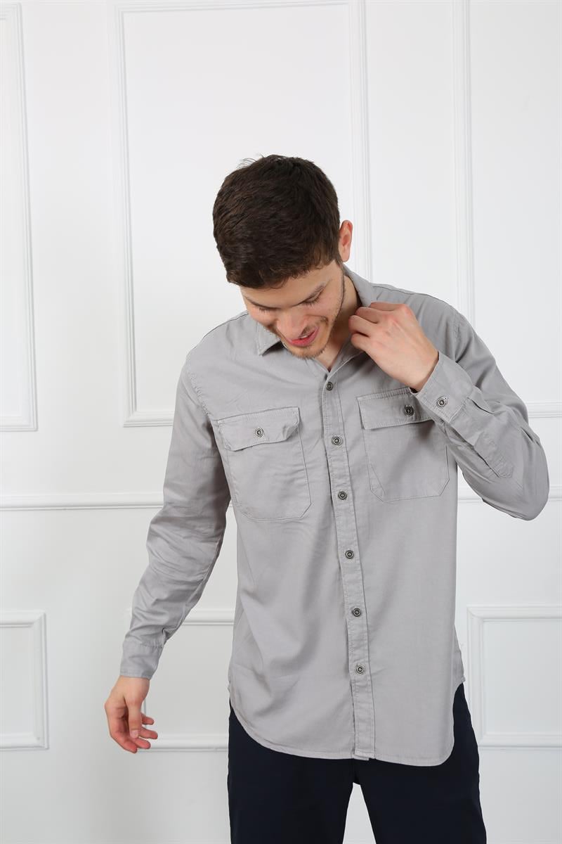 Erkek Regular Fit Gömlek Eg 1833-01 TAŞErkek Regular Fit Gömlek Eg 1833-01 TAŞ