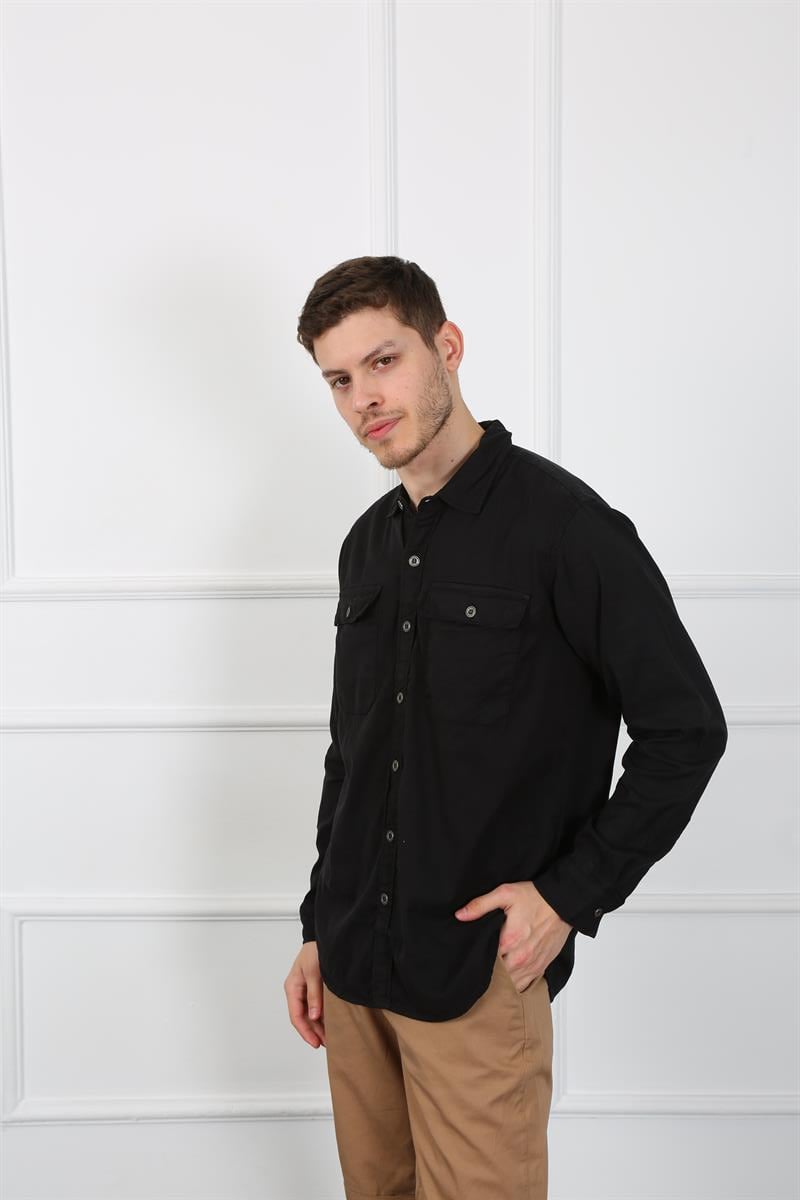 Erkek Regular Fit Gömlek Eg 1833-01 SIYAHErkek Regular Fit Gömlek Eg 1833-01 SIYAH