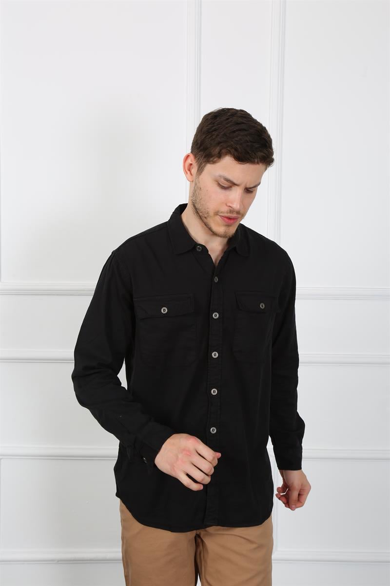 Erkek Regular Fit Gömlek Eg 1833-01 SIYAHErkek Regular Fit Gömlek Eg 1833-01 SIYAH