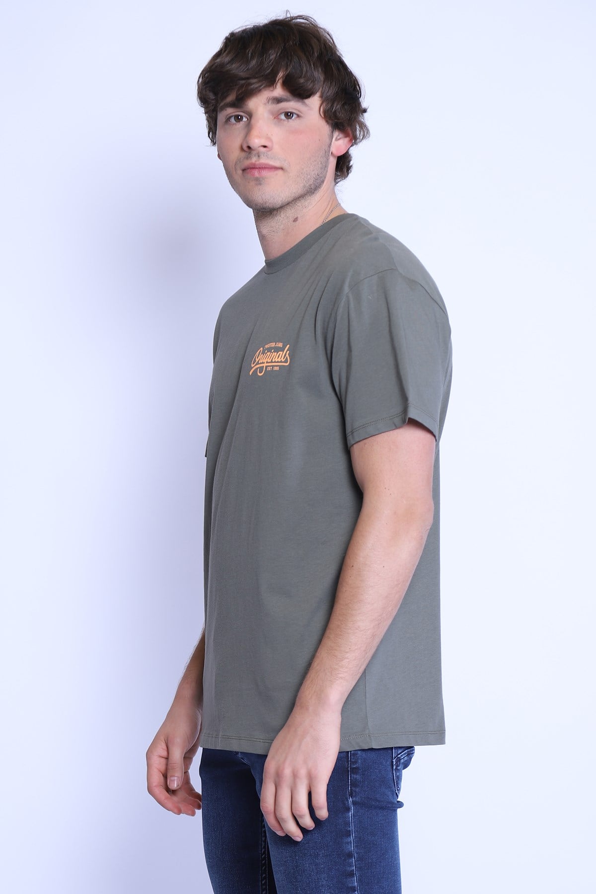 Erkek Relaxed  Bisiklet Yaka Tshirt Ets 2154 A.HAKİ-TURUNCUErkek Relaxed  Bisiklet Yaka Tshirt Ets 2154 A.HAKİ-TURUNCU