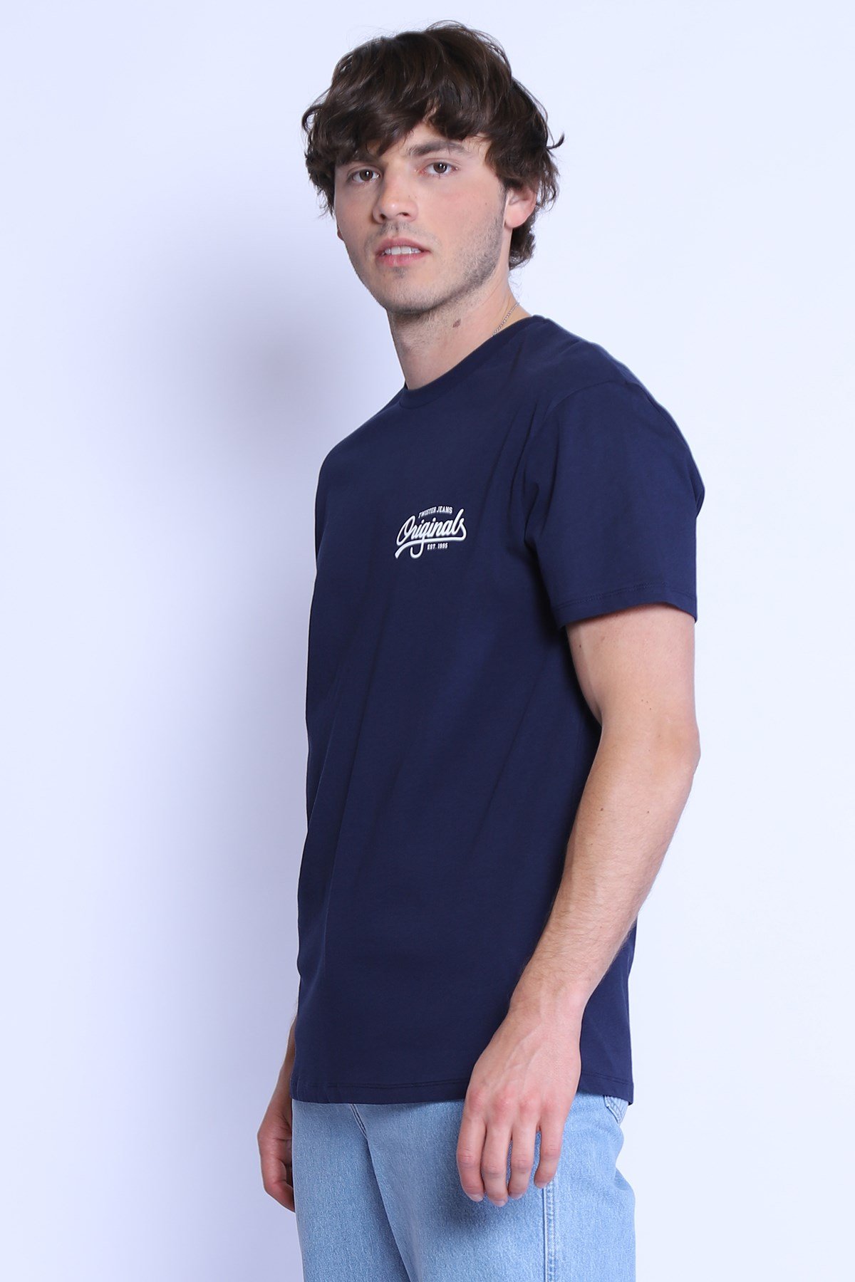 Erkek Relaxed  Bisiklet Yaka Tshirt Ets 2154 LACIVERT-BEYAZErkek Relaxed  Bisiklet Yaka Tshirt Ets 2154 LACIVERT-BEYAZ