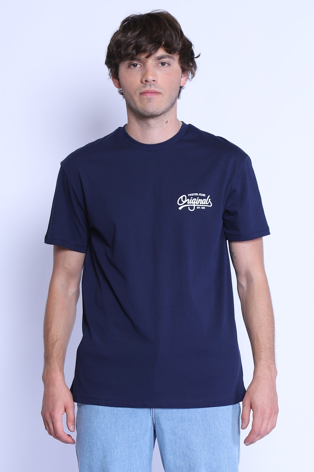 Erkek Relaxed  Bisiklet Yaka Tshirt Ets 2154 LACIVERT-BEYAZErkek Relaxed  Bisiklet Yaka Tshirt Ets 2154 LACIVERT-BEYAZ