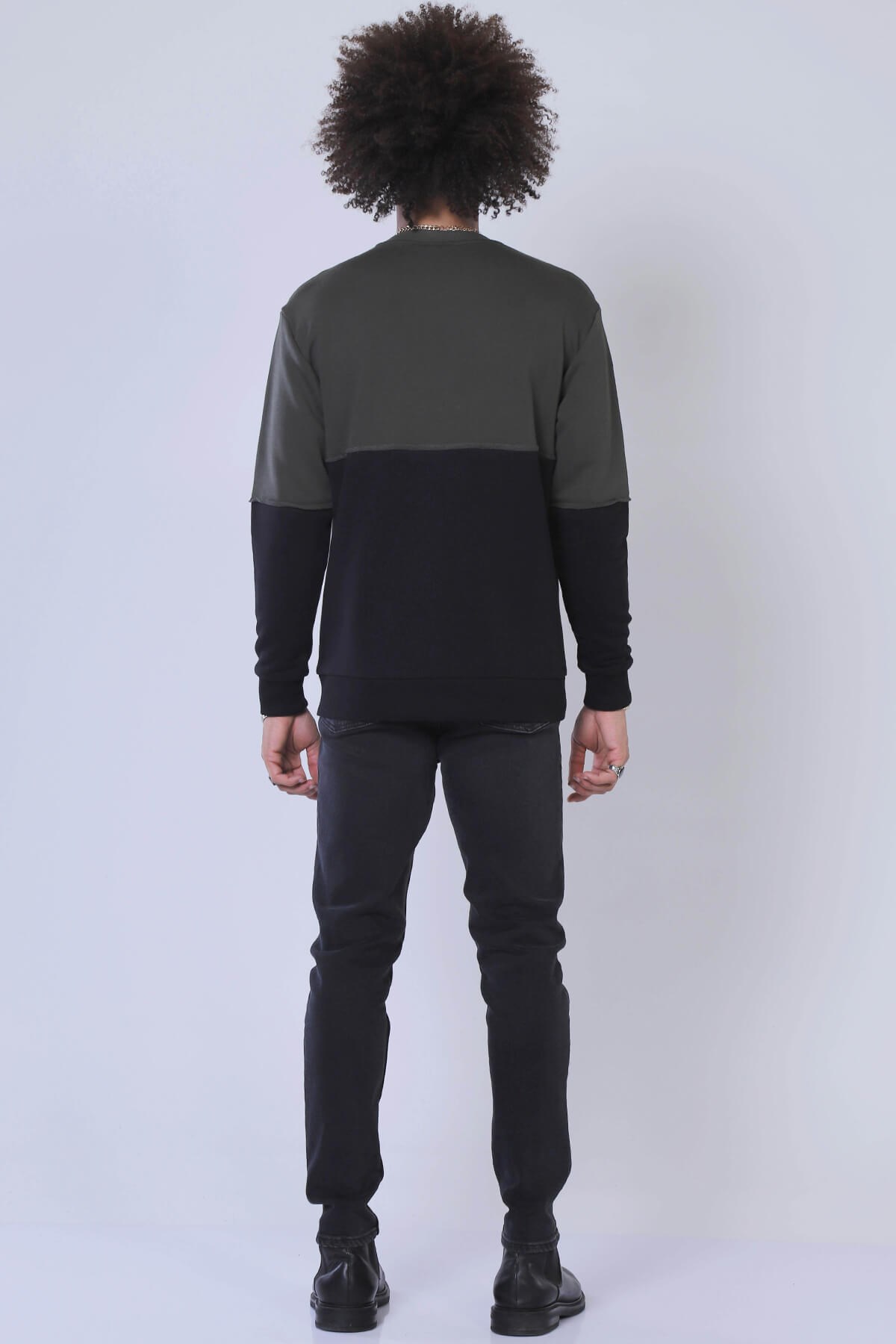 Erkek Relaxed Sweatshirt Esw 1798 HAKI-SIYAHErkek Relaxed Sweatshirt Esw 1798 HAKI-SIYAH