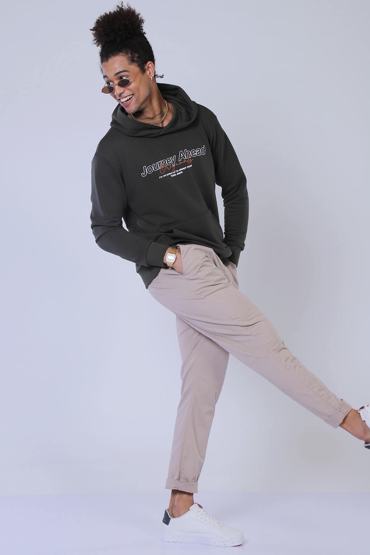 Erkek Relaxed Sweatshirt Esw 1791 HAKİErkek Relaxed Sweatshirt Esw 1791 HAKİ