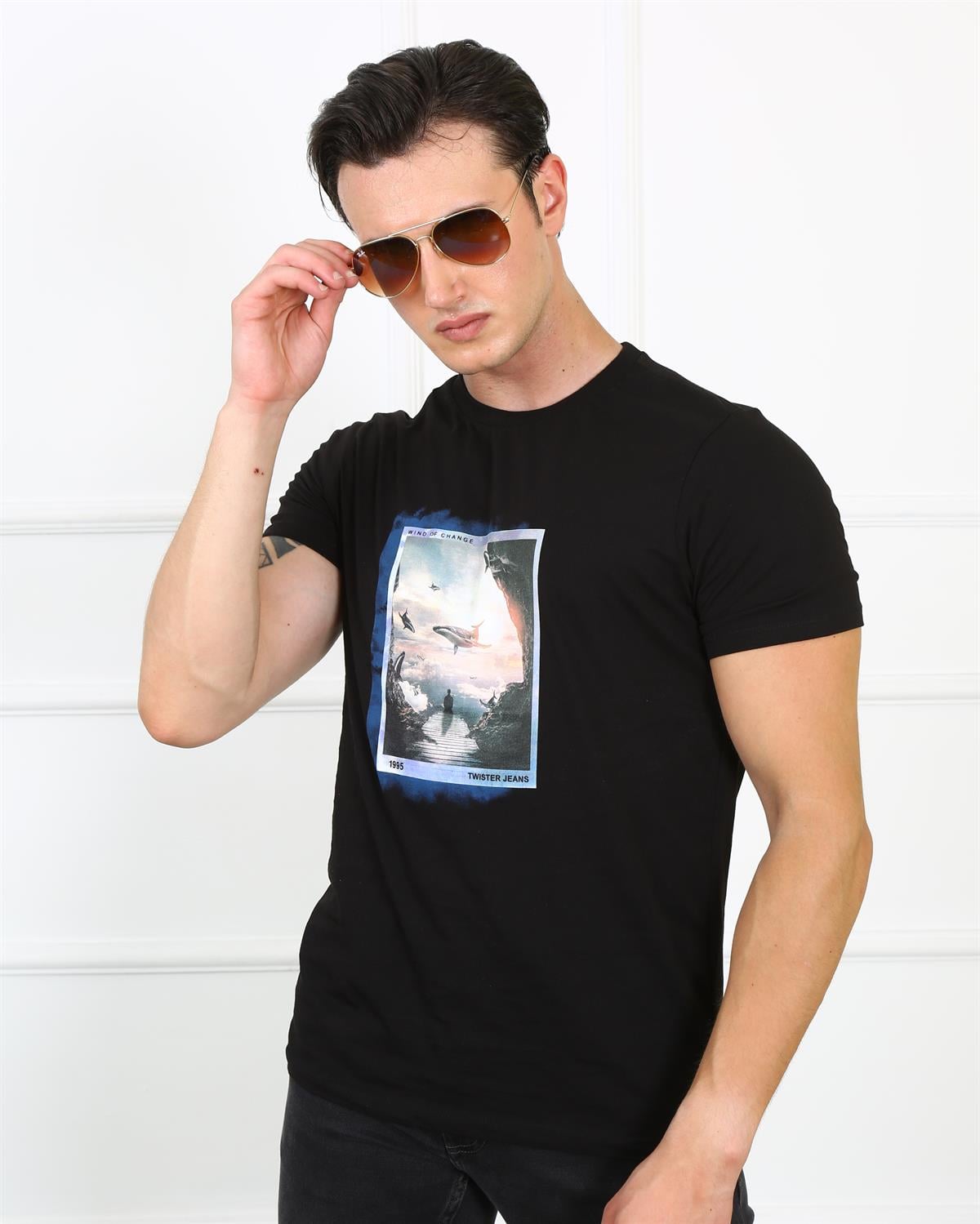 Erkek Slim Fit  Bisiklet Yaka Tshirt Ets 2153 SIYAHErkek Slim Fit  Bisiklet Yaka Tshirt Ets 2153 SIYAH