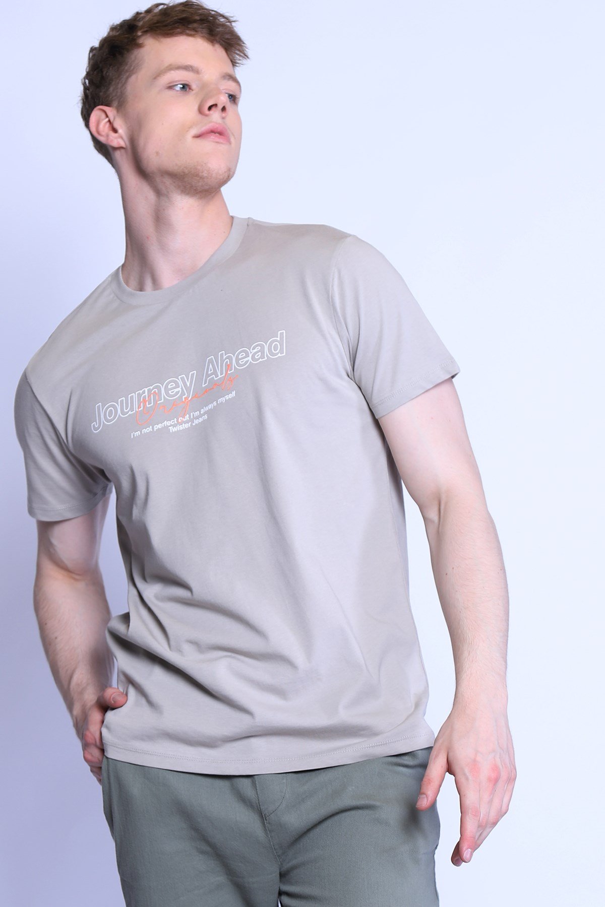 Erkek Slim Fit  Bisiklet Yaka Tshirt Ets 2155 ab BEJErkek Slim Fit  Bisiklet Yaka Tshirt Ets 2155 ab BEJ